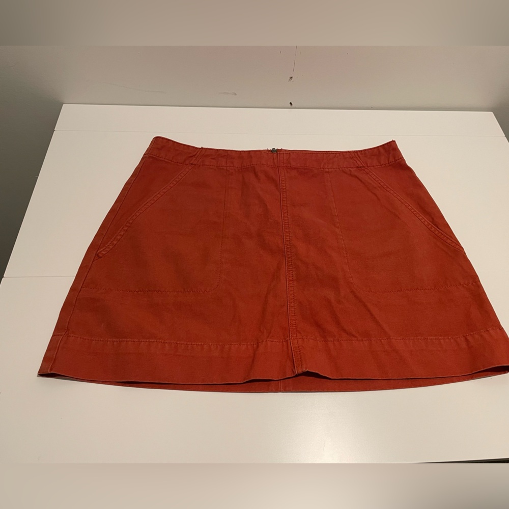 Free People Brand Size Large Terracotta Red Mini Skirt Zip Up Back Boho